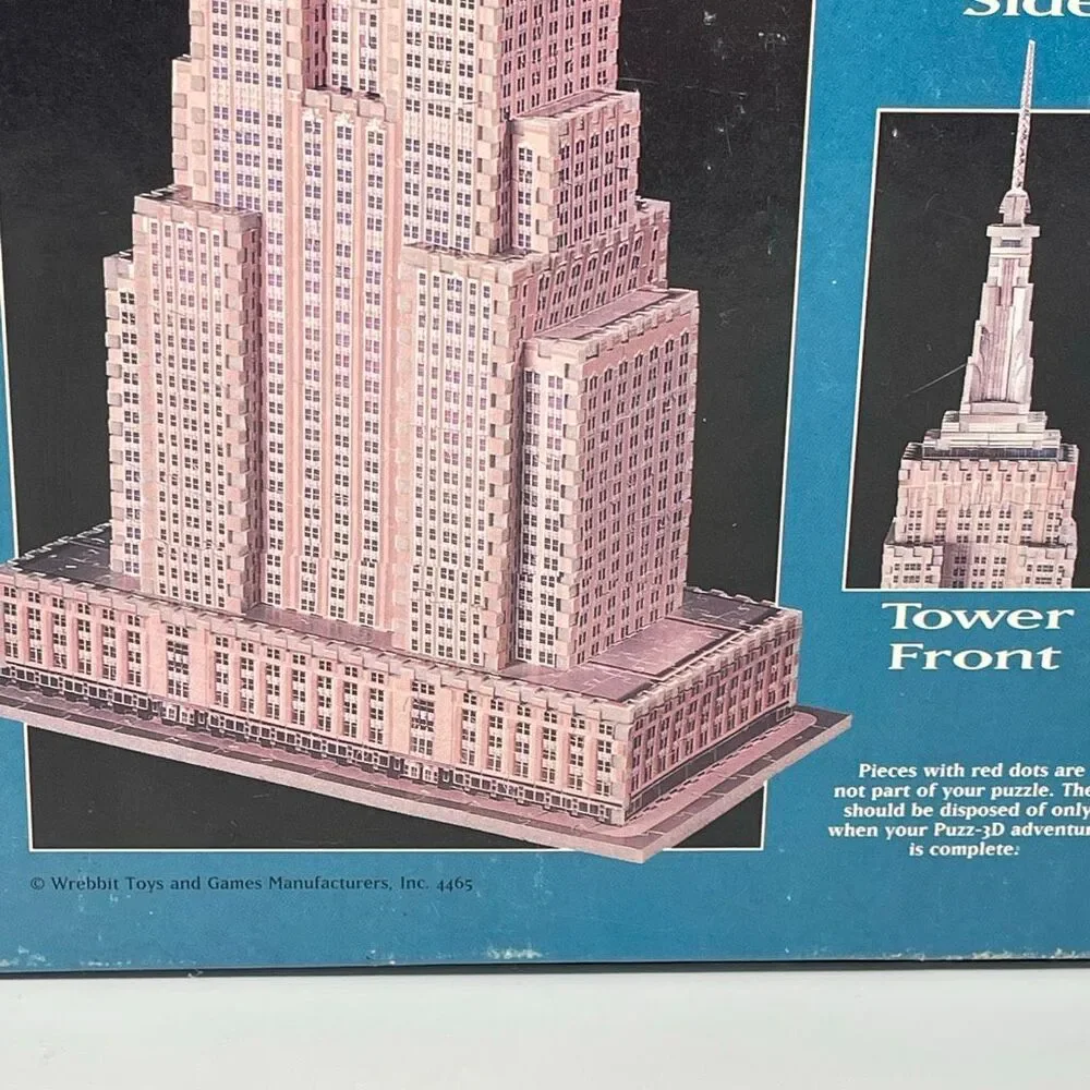 Puzz 3d Empire State Building NYC 902 Puzzle Wrebbit Milton Bradley 3 Foot